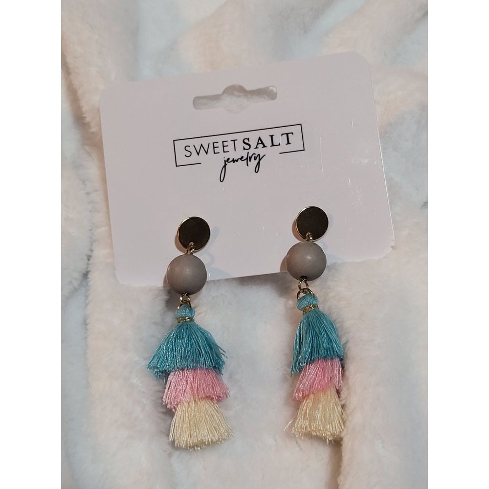 Gold Disk and Tassel Dangle Earrings | Sweet Salt Jewelry